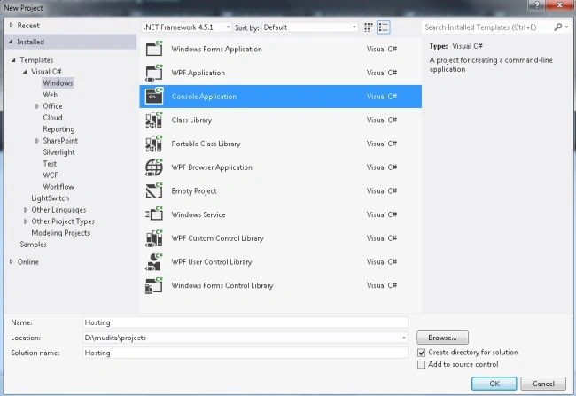 Create Coonsole Application