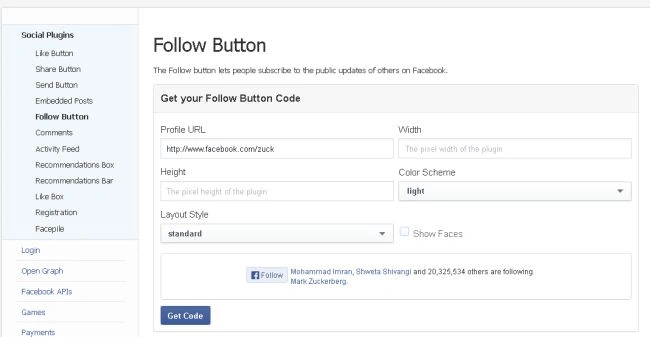 Follow button form