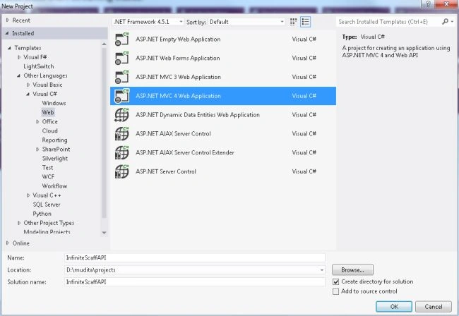 Select MVC4 application
