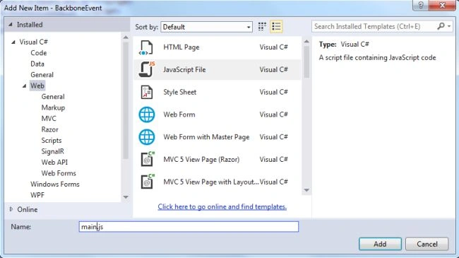 Add javascript file