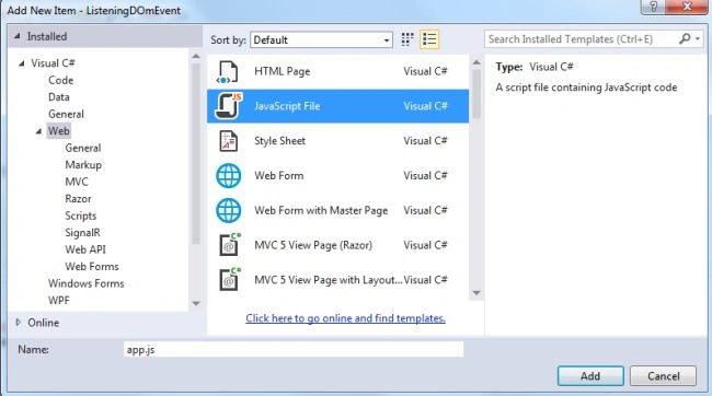 Add JavaScript file