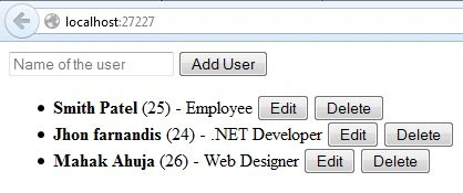 Display list of user