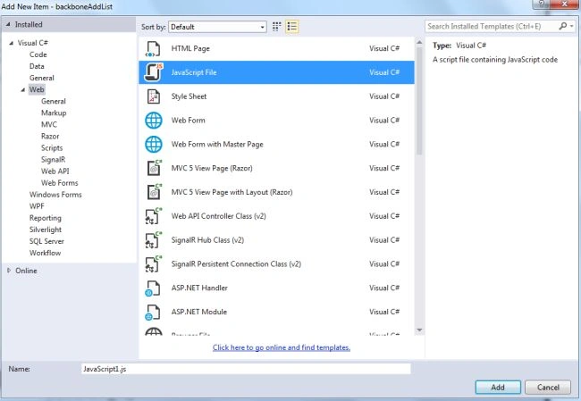 Add javascript file
