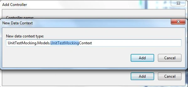Select Model class and Data Context