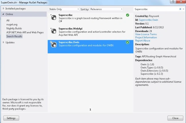 Install Superscribe.Owin Package