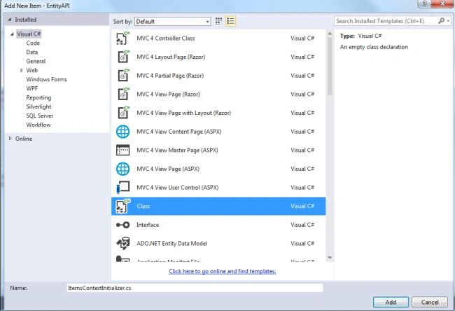 Create Databse Initializer Class