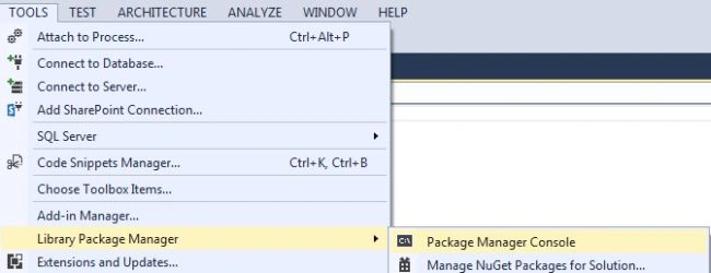 Select Package Manager Console