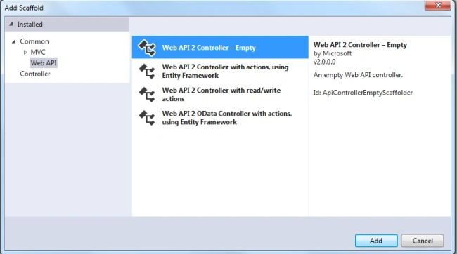 Select Web API2 Controller