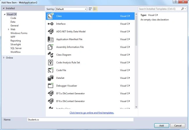 Add Model Class