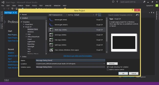 message dialog demo