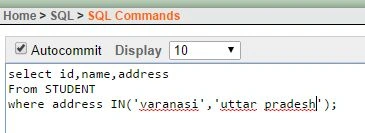 Use of In Operator