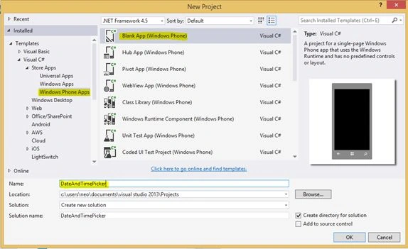Creating Blank Windows Phone App