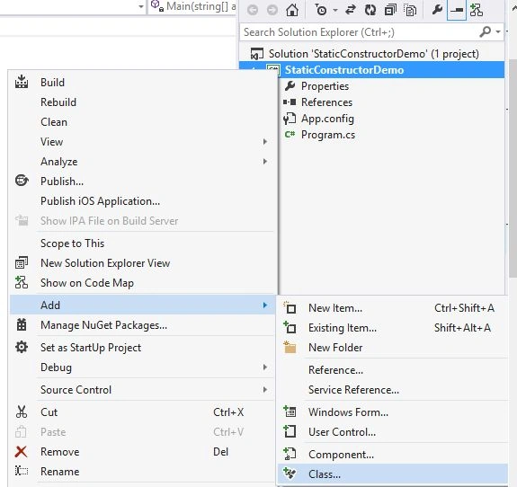 Adding Class in Application