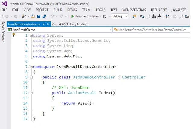 json demo controller