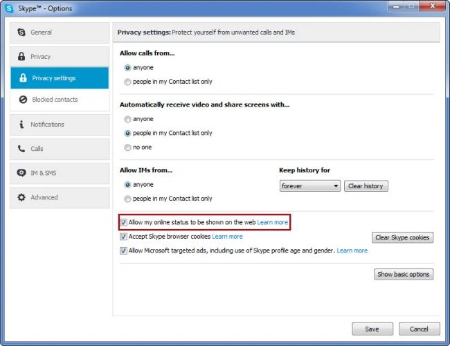 privacy settings