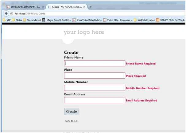 Create button