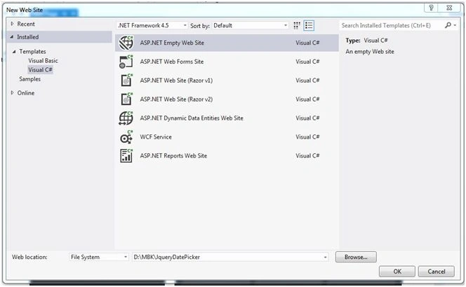 Asp.Net Empty Web Site