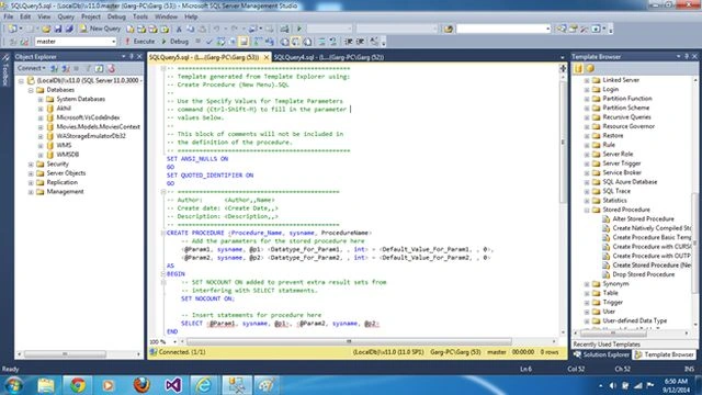 Create Sp Syntax Template