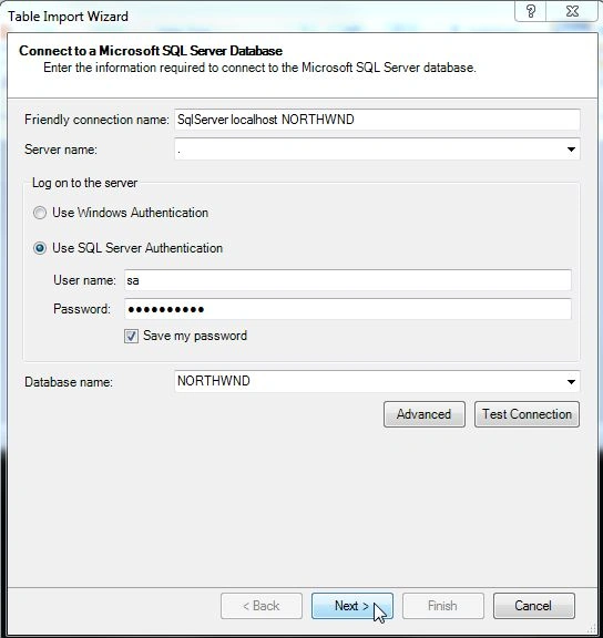 select database