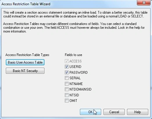 Open the access restriction window