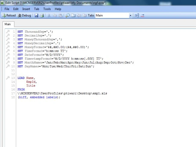 Window of edit script