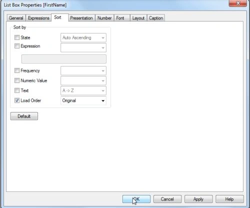 sort tab