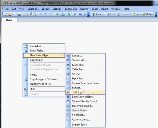 select Text object