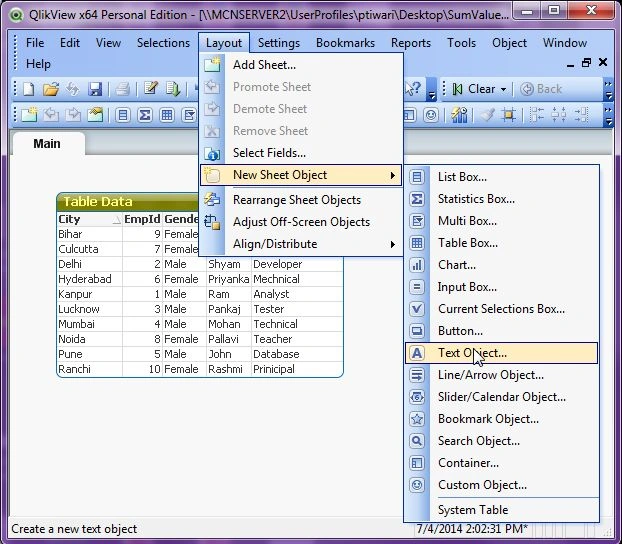 text object