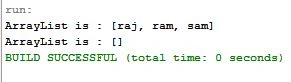 clearing data from arraylist