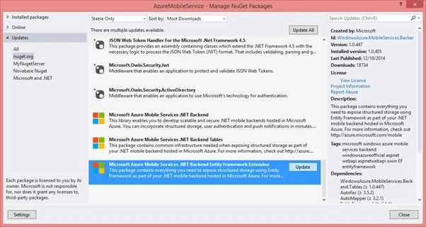 Updating Nuget