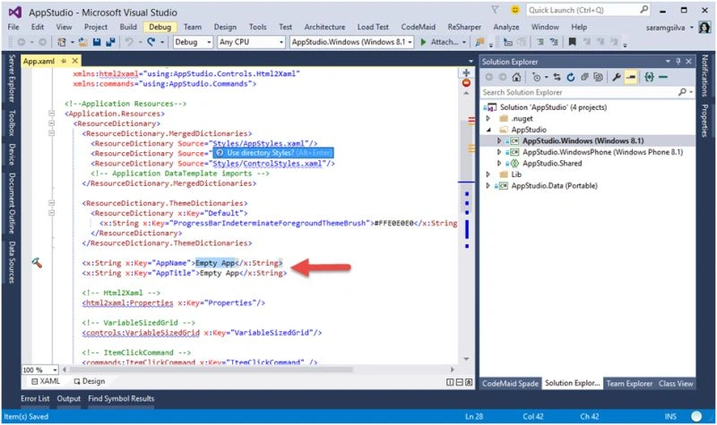 App xaml