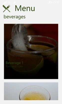 menu beverages
