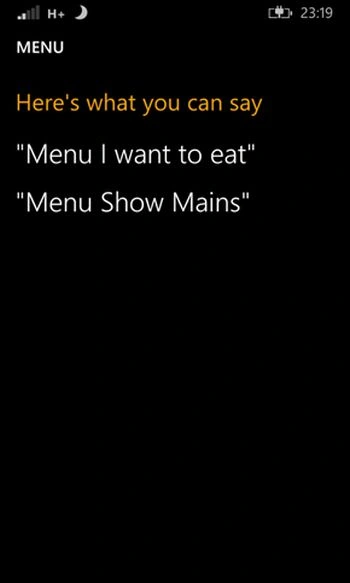 menu in contana