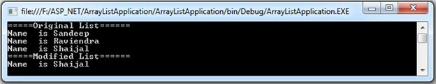 RemoveRange ArrayList