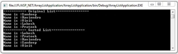 sort an ArrayList