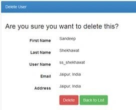 Delete a User UI