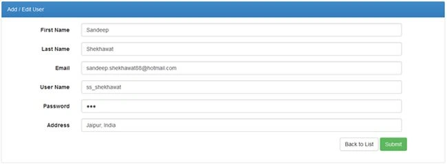 Edit a User UI