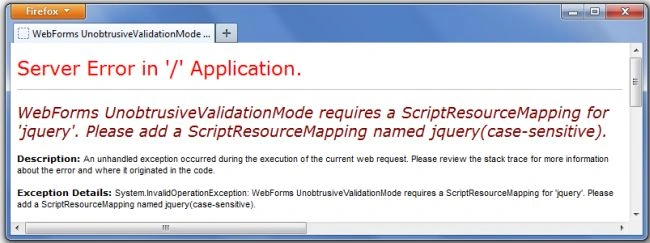 Error Message After submit button click