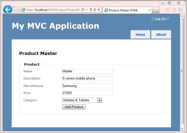 MVC application