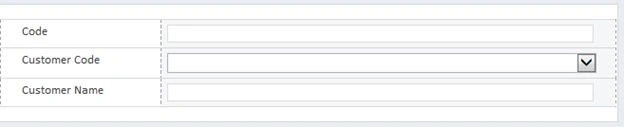 Customer Code dropdown list