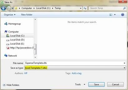 Excel template