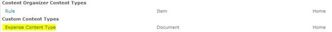 Expense Content Type