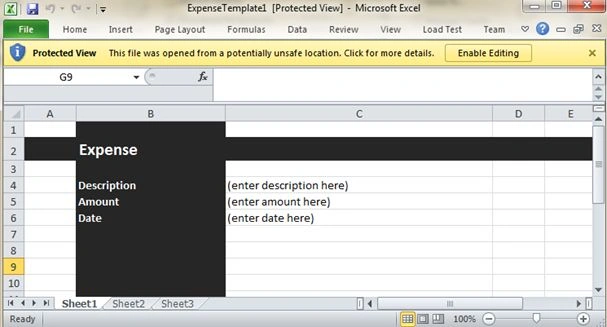 Expense Content Type template