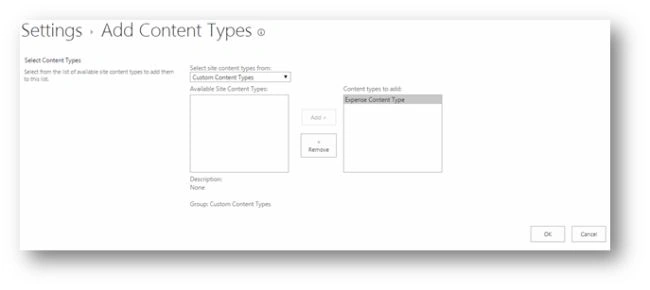 Expense Content Type