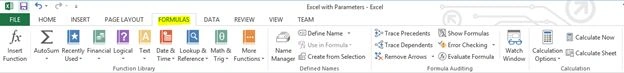 FORMULAS tab