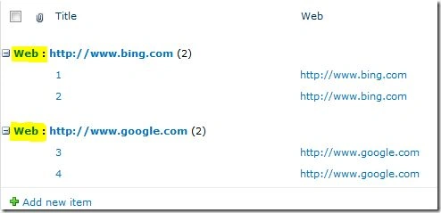 list grouped view