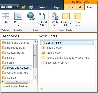 Content Editor Web Part