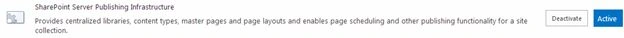 Publishing feature