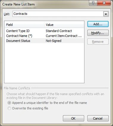 Document Status column