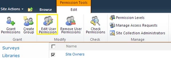 Edit User Permissions